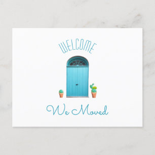 We Moved Address Change Southwest Blue Door Cactus Announcement Postcard