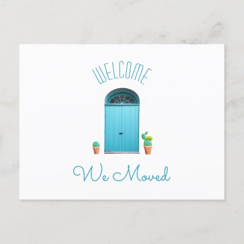 We Moved Address Change Southwest Blue Door Cactus Announcement Postcard