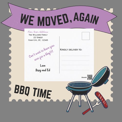 We Moved Again Hand Lettering Floral Postcard