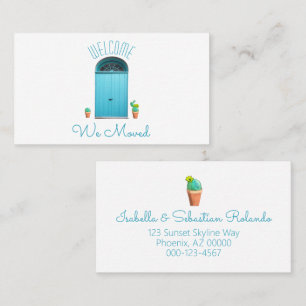 We Moved Announcement Southwest Cactus Blue Doors