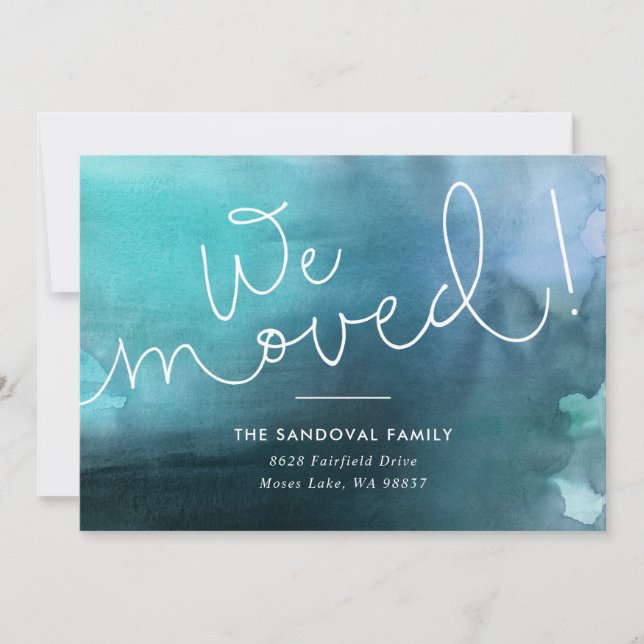 We Moved! Blue Hand-lettered New Address Announcement (Front)