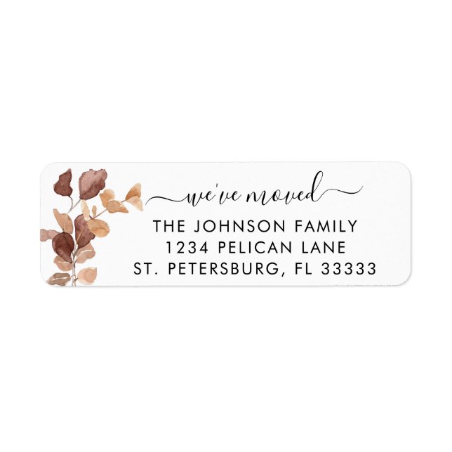 We Moved Boho Dusty Rose Eucalyptus Return Address Label (Front)