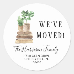 We Moved Boho Plants Return Address Classic Round Sticker