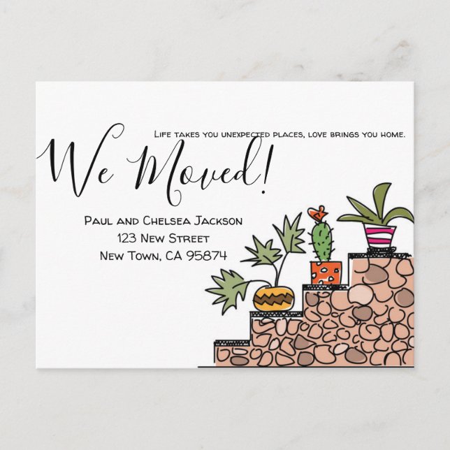 We Moved Cactus Postcard (Front)