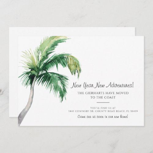 We Moved Coastal Watercolor Palm Tree Moving Announcement