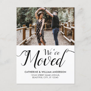We Moved Come Visit Photo Elegant Script Moving Announcement Postcard