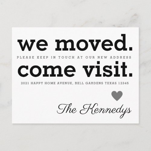 We Moved Come Visit Typography New Home Moving Announcement Postcard