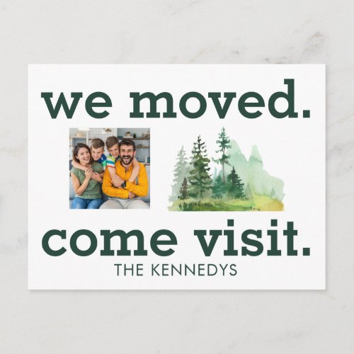 We Moved Come Visit Woodland Moving Photo Announcement Postcard