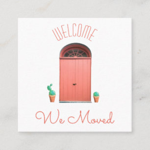 We Moved Coral Doors Southwest Potted Cactus Square Business Card
