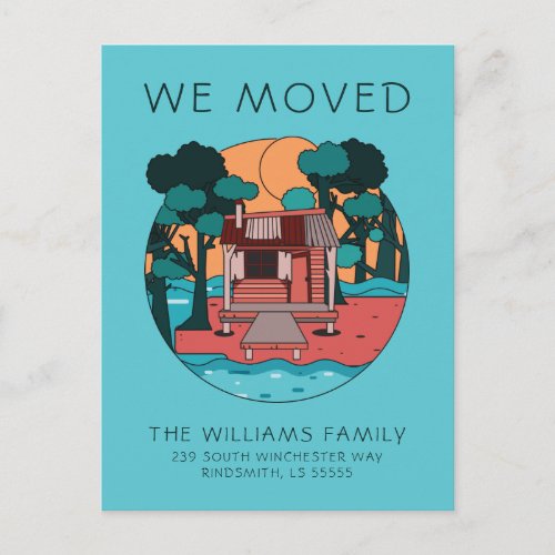 WE MOVED  Cute Shack House Announcement Postcard