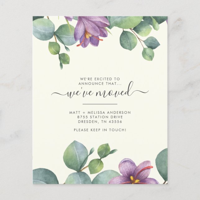 We Moved Eucalyptus Greenery Moving Announcement (Front)