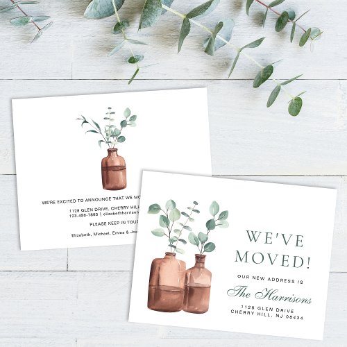We Moved Eucalyptus Watercolor Moving Announcement