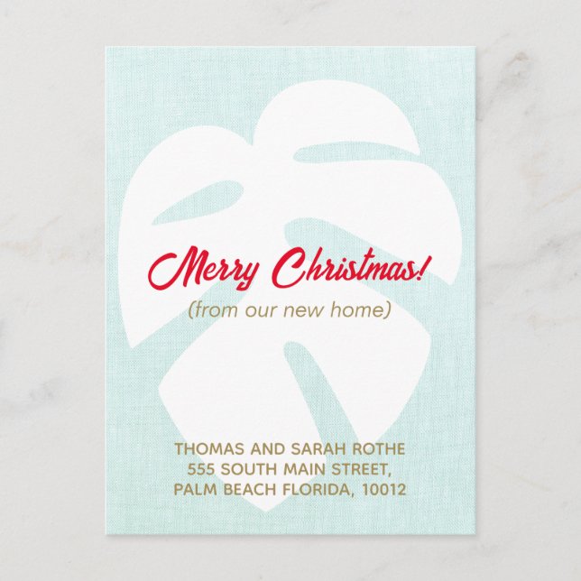 We Moved Monstera Tropical Leaf  Christmas  Postca Postcard (Front)