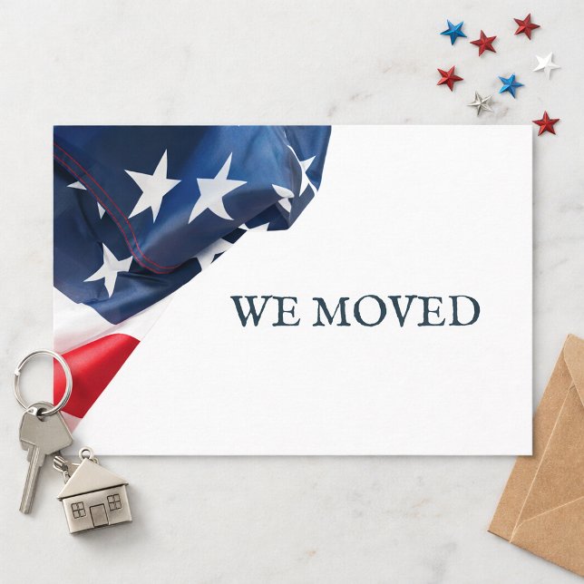 We Moved New Address USA Flag Postcard (Creator Uploaded)