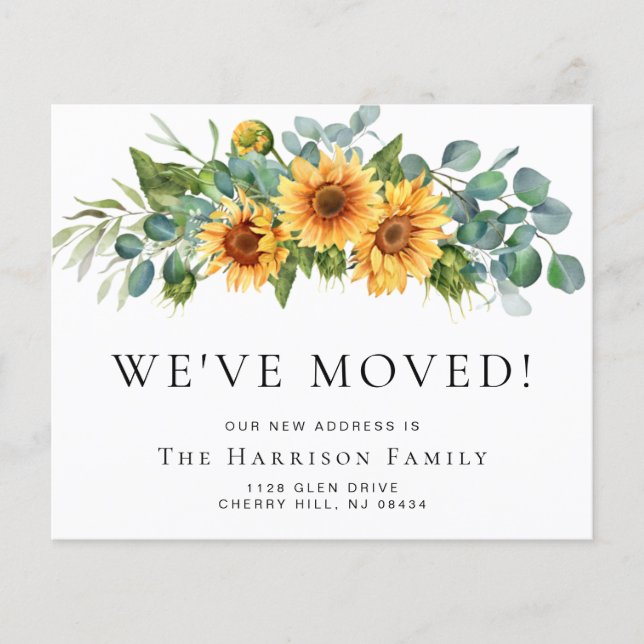 We Moved Sunflower Eucalyptus Moving Announcement (Front)
