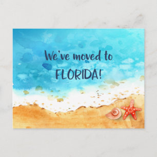 We Moved to Florida Beach Change of Address Announcement Postcard