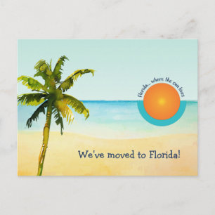We Moved to Florida Beach Scene Change of Address Announcement Postcard