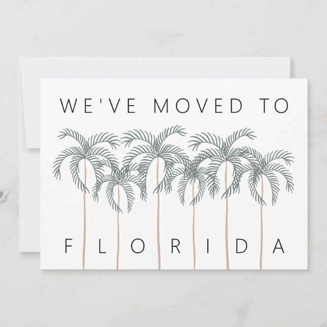 We Moved to Florida Palm Trees New Address Announcement (Front)