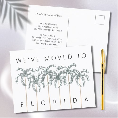 We Moved to Florida Palm Trees New Address Announcement Postcard