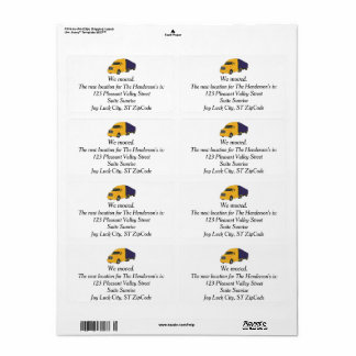 We moved, truck themed new address labels