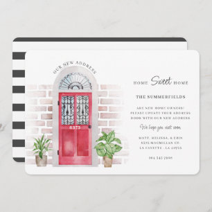 We Moved Watercolor Chic Red Door Moving Announcement