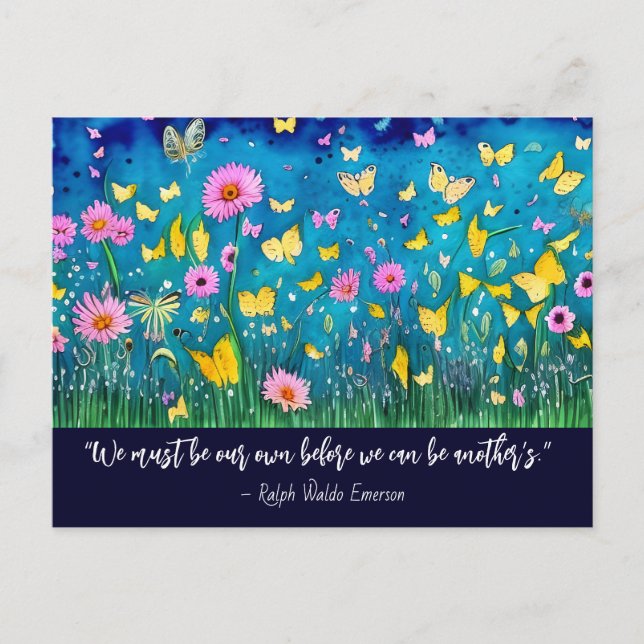 We Must Be Our Own Quote Floral Postcard (Front)