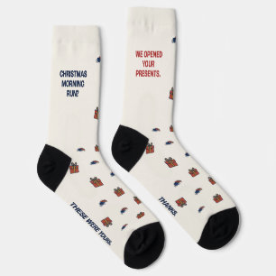 We Opened Your Presents Funny Running Christmas Socks