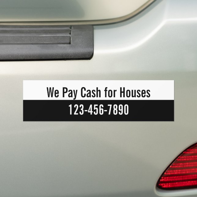 We Pay Cash For Houses Real Estate Investor Bumper Sticker (On Car)