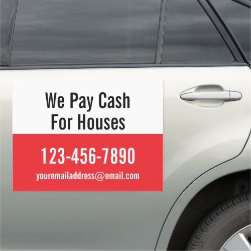 We Pay Cash For Houses Red Promotional Template Car Magnet