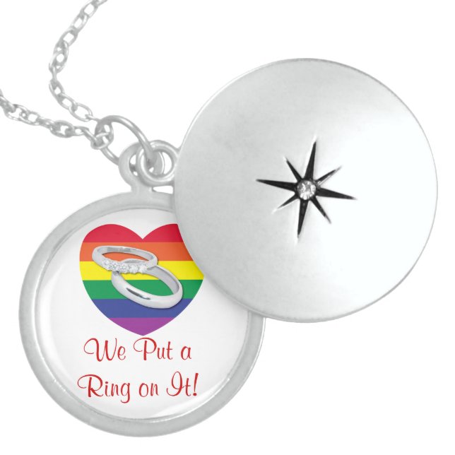 We Put a Ring on It/Gay Pride Sterling Silver Necklace (Front)