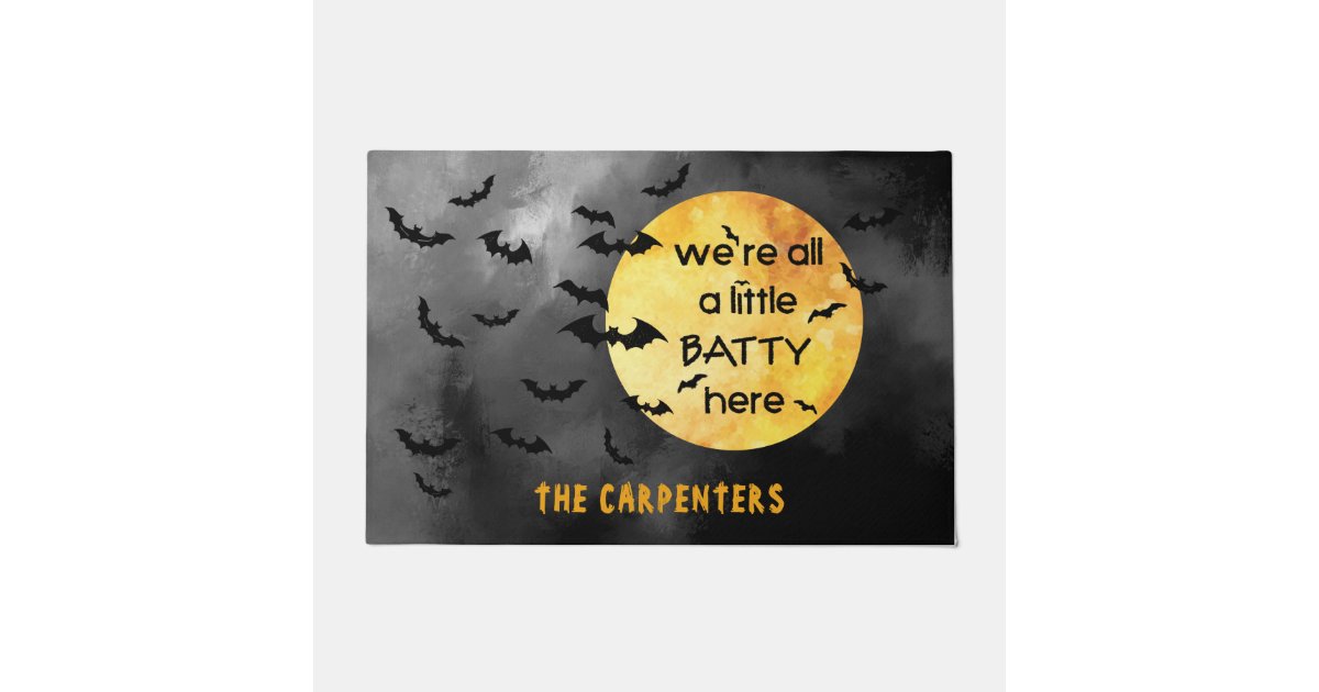 Funny Halloween Front Door Mat, This Family is Batty