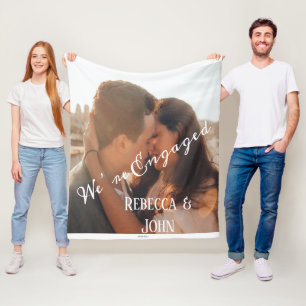 We’re Engaged Couple Photo Fleece Blanket