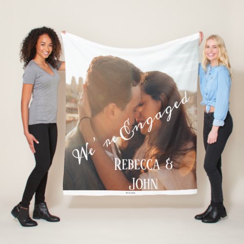 Were Engaged Couple Photo  Fleece Blanket