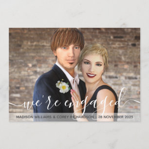 We’re Engaged Typography Your Photo Engagement Invitation