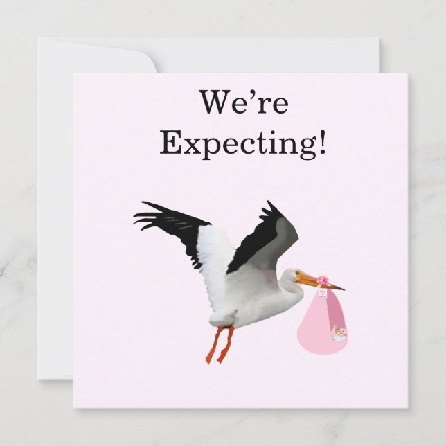 We’re Expecting Pink Announcement Card (Front)