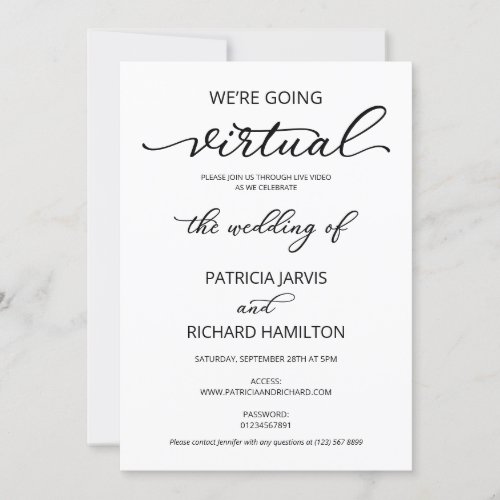 Were Going Virtual Social Distancing Wedding Invitation