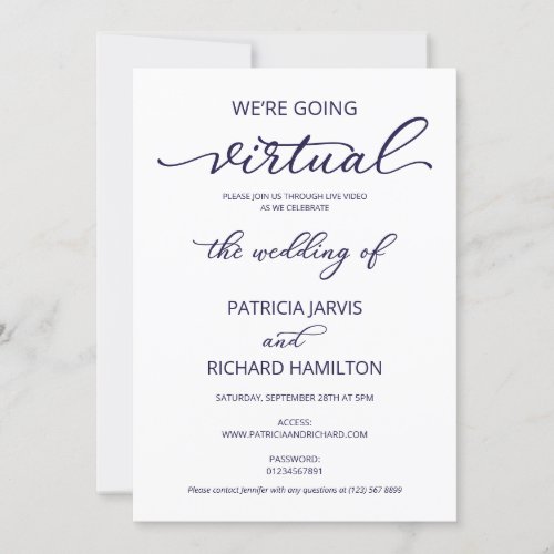 Were Going Virtual Social Distancing Wedding Invitation
