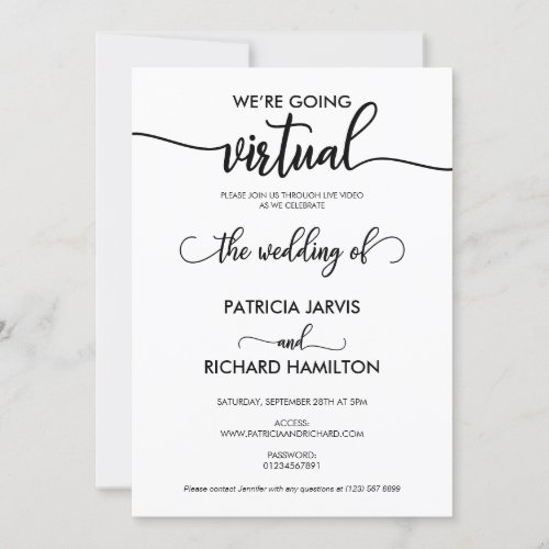 Were Going Virtual Social Distancing Wedding Invitation