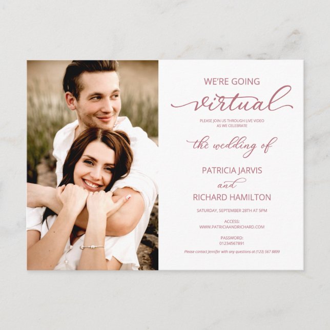 We’re Going Virtual Wedding Photo Invitation Postcard (Front)