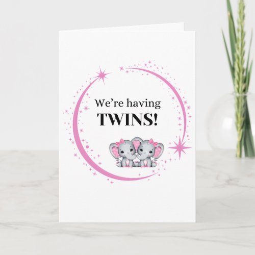 Weâre Having Twins Girls Pink Birth Announcement