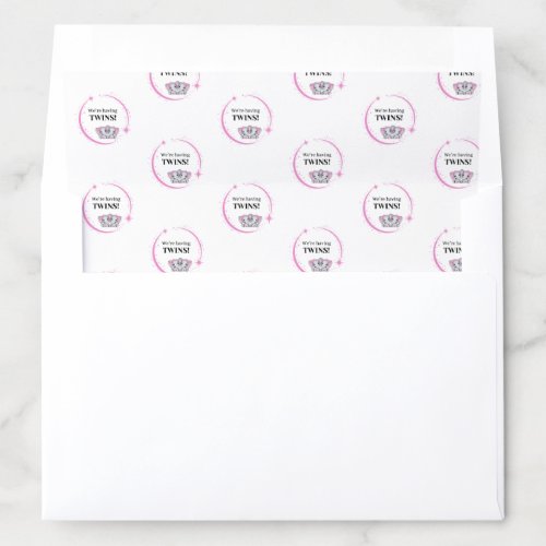 Were Having Twins Girls Pink Birth Announcement Envelope Liner