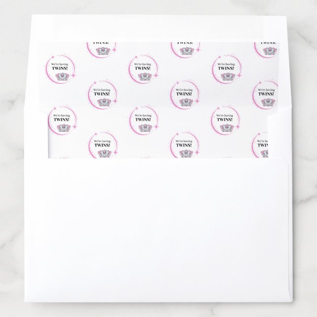 We’re Having Twins Girls Pink Birth Announcement Envelope Liner (In Envelope)