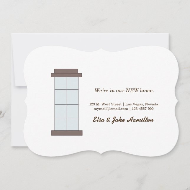 We’re in our NEW home. Announcement (Front)