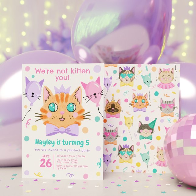We’re Not Kitten You Cute Kitty Cat Birthday Party Invitation (We’re Not Kitten You Cute Kitty Cat Birthday Party Invitation)