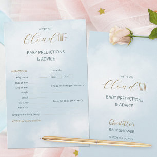We´re on Cloud 9 Blue Baby Shower Predictions Game