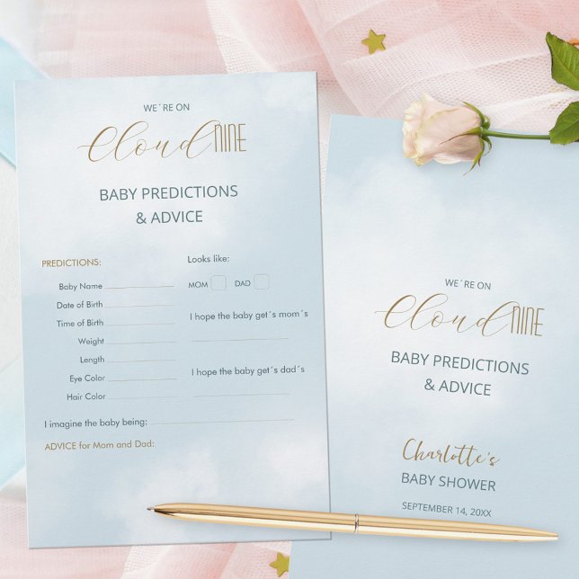 We´re on Cloud 9 Blue Baby Shower Predictions Game (We´re on Cloud 9 Blue Baby Shower Predictions Game ©Susanne Sachers - Sunny Mind 🌞)