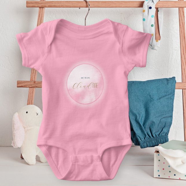 We´re on Cloud 9 Newborn Girl Pink Baby Shower Bodysuit (We´re on Cloud 9 Newborn Girl Pink Baby Shower Baby Bodysuit Front ©Susanne Sachers - Sunny Mind 🌞)