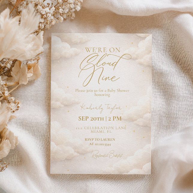 We’re on Cloud Nine Baby Shower Invitation (Creator Uploaded)