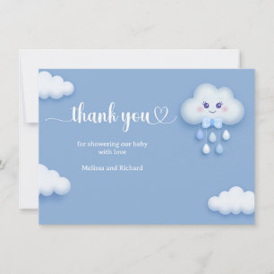 We’re on cloud nine cute fluffy cloud Boy Baby Thank You Card