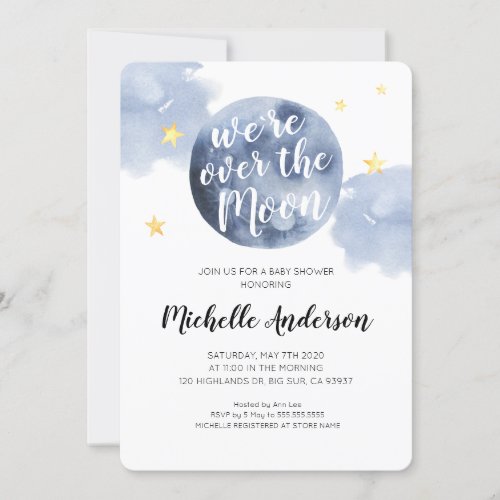 Were over the Moon Baby Shower Invitation